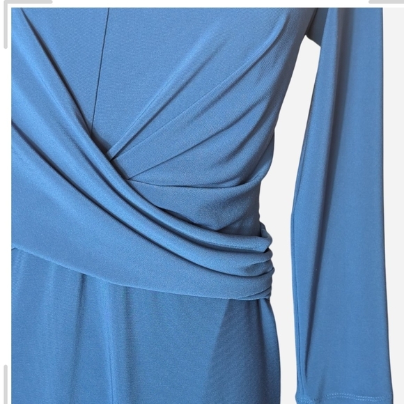 Pre-owned Lauren Ralph Lauren Elegant Blue Long Sleeve Dress - Picture 8 of 9